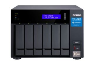 QNAP TVS-672XT-I3-8G 6 Bay NAS ntel® Core™ i3-8100T 4-core 3.1 GHz 8GB DDR4 Hot-swappable 2xM.2 2280 PCIe 2xGbE 1x10GBase-T 2xThunderbolt 3 1x3.2USB