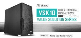 Antec VSK10 mATX Case. 2x USB 3.0 Thermally Advanced Builder's Case. 1x 120mm Fan preinstalled. GPU 350mm