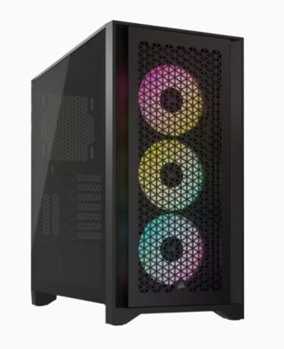 Corsair iCUE 4000D RGB Airflow Mesh Front Panel Mid-Tower. Black. 3x AF120 RGB Elite Fans