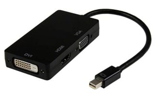 8ware 3 in1 Thunderbolt Mini DP DisplayPort to HDMI DVI VGA Hub Adapter Converter Cable for MacBook Air Mac Mini Microsoft Surface Pro 3/4/5