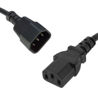 8Ware Power Cable Extension Cord 1m IEC C14 to C13 Male to Female for Monitor to PC or PC/UPS to Device