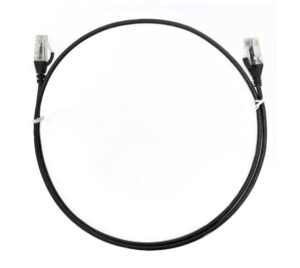 8ware CAT6 Ultra Thin Slim Cable 0.25m / 25cm - Black Color Premium RJ45 Ethernet Network LAN UTP Patch Cord 26AWG for Data