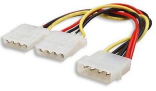 Astrotek Internal Power Molex Cable 20cm - 5.25" 4 pins Male to 2x 5.25" 4 pins Female 18AWG RoHS ~ CB8W-MOLEX-PWR