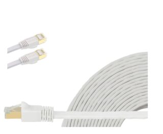 Edimax 1m White 40GbE Shielded CAT8 Network Cable - Flat 100% Oxygen-Free Bare Copper Core