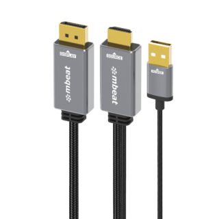 mbeat Tough Link 1.8m HDMI to DisplayPort Cable with USB Power  4K@60Hz (3840×2160)