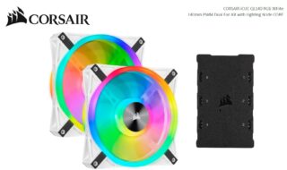 Corsair QL140 RGB White Dual Fan Kit with Lighting Node Core
