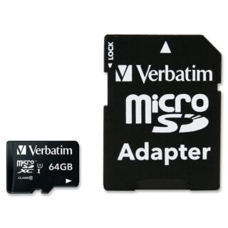 Verbatim 64GB Micro SDXC Card Class 10 UHS-I With Adaptor Up to 45MB/Sec 300X read speed