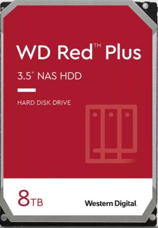 Western Digital WD Red Plus 8TB 3.5" NAS HDD SATA WD80EFPX  215MB/s  5640 RPM  256MB Cache  3-Year Limited Warranty