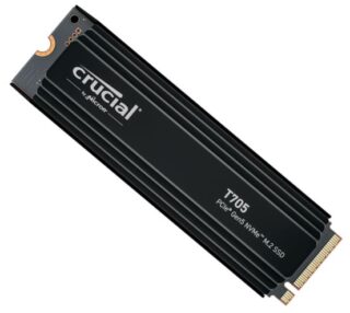 Crucial T705 1TB Gen5 NVMe SSD Heatsink - 13600/10200 MB/s R/W 600TBW 1400K IOPs 1.5M hrs MTTF DirectStorage for Intel 14th Gen  AMD Ryzen 7000