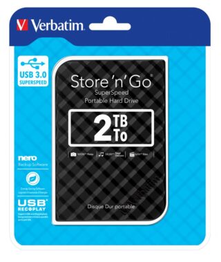 Verbatim 2TB 2.5" USB 3.0 Black Store'n'Go HDD Grid Design