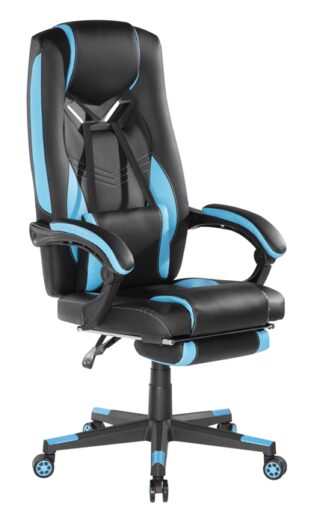 Brateck Premium PU Gaming Chair with Lumbar Support and Retractable Footrest (63x71x119~129cm) up to 150kg-PU Leather