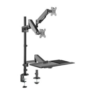 Brateck Gas Spring Sit-Stand Workstation Dual Monitors Mount Fit Most 17"-32" Moniters Up to 8kg per screen