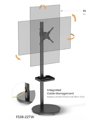 Brateck Mobile Spring assisted Display Floor Stand Fit Most 17"-35" Monitor Up to 10kg per screen VESA 75x75/100x100(NEW) Black colour