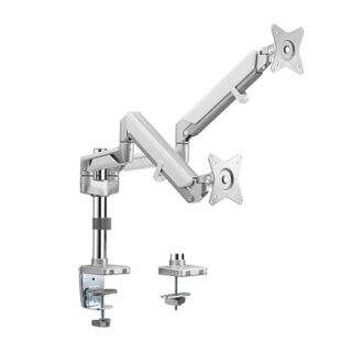 Brateck Dual Monitors Pole-Mounted Epic Gas Spring Aluminum Monitor Arm Fit Most 17"-32" Monitors