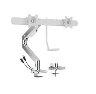 Brateck LDT81-C022UC-W NOTEWORTHY GAS SPRING DUAL MONITOR ARM WITH USB-A/USB-C PORTS Fit Most 17"-32" Monitor Fine Texture White(new)