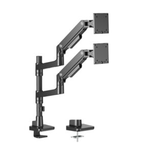 Brateck LDT81-C024P-B NOTEWORTHY POLE-MOUNTED HEAVY-DUTY GAS SPRING DUAL MONITOR ARM Fit Most 17"-49" Monitor Fine Texture Black(new)