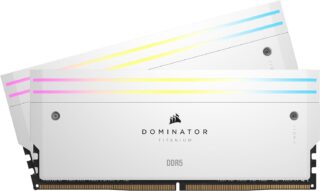 Corsair DOMINATOR® TITANIUM RGB 64GB (2x32GB) DDR5 DRAM 6600MT/s CL32 Intel XMP Memory Kit — White