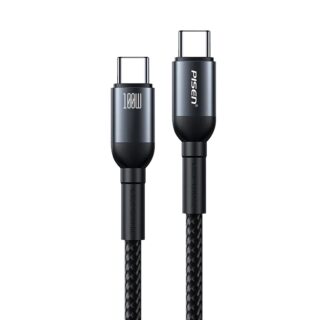 Pisen Braided USB-C to USB-C 100W PD Fast Charge Cable (1M) Black - Bend-Resistant