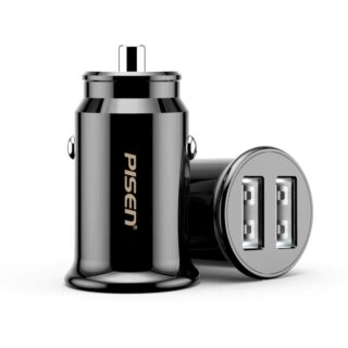 Pisen Dual Port USB-A Mini Car Charger - Support 4.8A Current