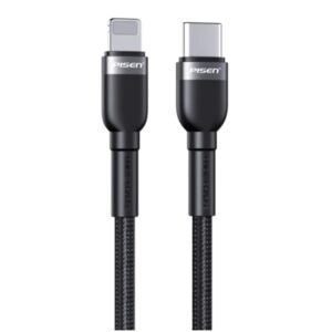 Pisen Braided Lightning to USB-C PD Fast Charge Cable (2M) Black-Supports 3A