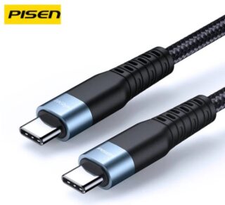 Pisen Braided USB-C to USB-C (3.1 Gen2) 100W PD Pro Fast Charge Cable (1M) Black -5A