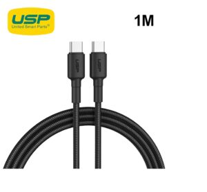 USP BoostUp Braided USB-C to USB-C Cable (1M) Black -3A Fast  Safe Charge