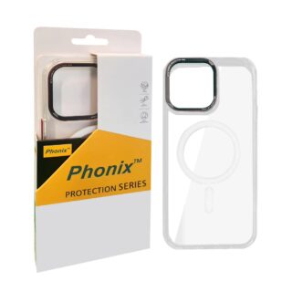 Phonix Apple iPhone 15 Pro (6.1") Clear Armor Hard MagSafe Case With Metal Mens Protection White-Rugged Protection