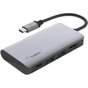 Belkin Connect USB-C® 4-in-1 Multiport Adapter - Space Grey (AVC006btSGY) - 100W Power Delivery