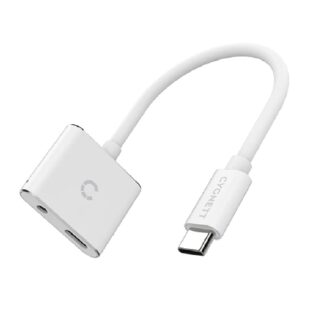 Cygnett Essentials USB-C to 3.5MM Audio  USB-C Fast Charge Adapter - White (CY2866PCCPD)