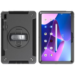 Generic Rugged Lenovo Tab M10 Plus (10.6") (3rd Gen) Case + Screen Protector Black - Built-in-Kickstand