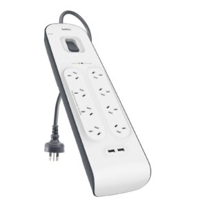 Belkin BSV804 8-Outlet 2-Meter Surge Protection Strip with two 2.4 amp USB charging ports