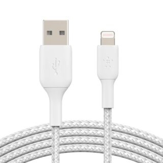 Belkin BoostCharge Braided Lightning to USB-A Cable (1m/3.3ft) - White (CAA002bt1MWH)