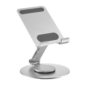 Brateck PHS06-6 FOLDING ALUMINUM PHONE  TABLET STAND WITH 360° ROTATION Fits smartphone and tablet ≤10“ - Silver