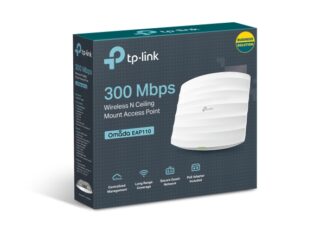 TP-Link EAP110 Omada 300Mbps Wireless N300 Ceiling Mount Access Point 1x1Gbps RJ45 PoE 1x Console Port 2x4dBi Omni Internal Antenna