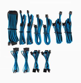 For Corsair PSU - BLUE/BLACK Premium Individually Sleeved DC Cable Pro Kit
