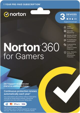Norton 360 For Gamers 50GB AU 1 User 3 Devices