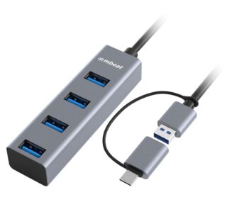 (LS) mbeat® 4-Port USB 3.0 Hub with 2-in-1 USB 3.0  USB-C Converter - Space Grey