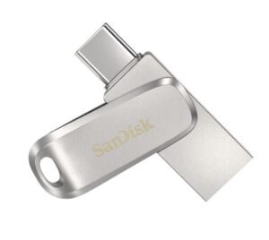 SanDisk 256GB Ultra Dual Drive Luxe USB-C  USB-A Flash Drive Memory Stick 150MB/s USB3.1 Type-C Swivel for Android Smartphones Tablets Macs PCs