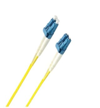 8ware 1m LC-LC OS2 Single Mode Dual-Core Fibre / Fiber Optic Cable UPC Duplex Armoured Low Smoke Zero Halogen (LSZH) Jacket Yellow