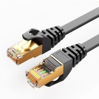 8Ware CAT7 Cable 1m - Black Color RJ45 Ethernet Network LAN UTP Patch Cord Snagless Flat cable