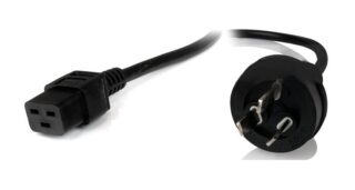 8Ware Power Cable 2m 3-Pin AU to IEC C19 Male to Female 10A Electrical Safety Black