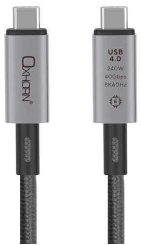 Oxhorn USB 4.0 USB-C Cable 1m Type C to Type C Gen3 40Gbps 5A 100W 8K@60Hz E-Marker Chip Aluminum Header Supports USB 3.2 / 3.1 / 3.0 Black