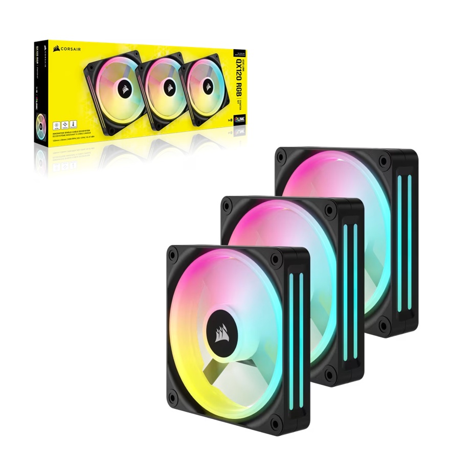 Corsair iCUE LINK QX120 RGB 120mm PWM PC Fans Starter Kit with iCUE LINK System Hub