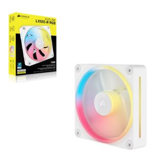 Corsair iCUE LINK LX120‑R RGB 120 mm PWM Reverse Fan Expansion Single Pack – White: 66.7 CFM