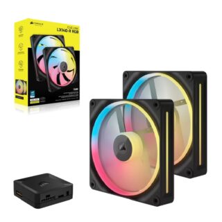 Corsair iCUE LINK LX140-R RGB 140mm PWM Reverse Fans Starter Kit Dual Pack -Black: 90.6 CFM