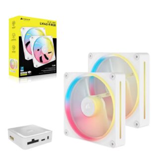 Corsair iCUE LINK LX140-R RGB 140mm PWM Reverse Fans Starter Kit Dual Pack -White: 90.6 CFM