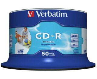 Verbatim CD-R 700MB 50Pk White InkJet 52x Superior ink absorption on high-resolution 5