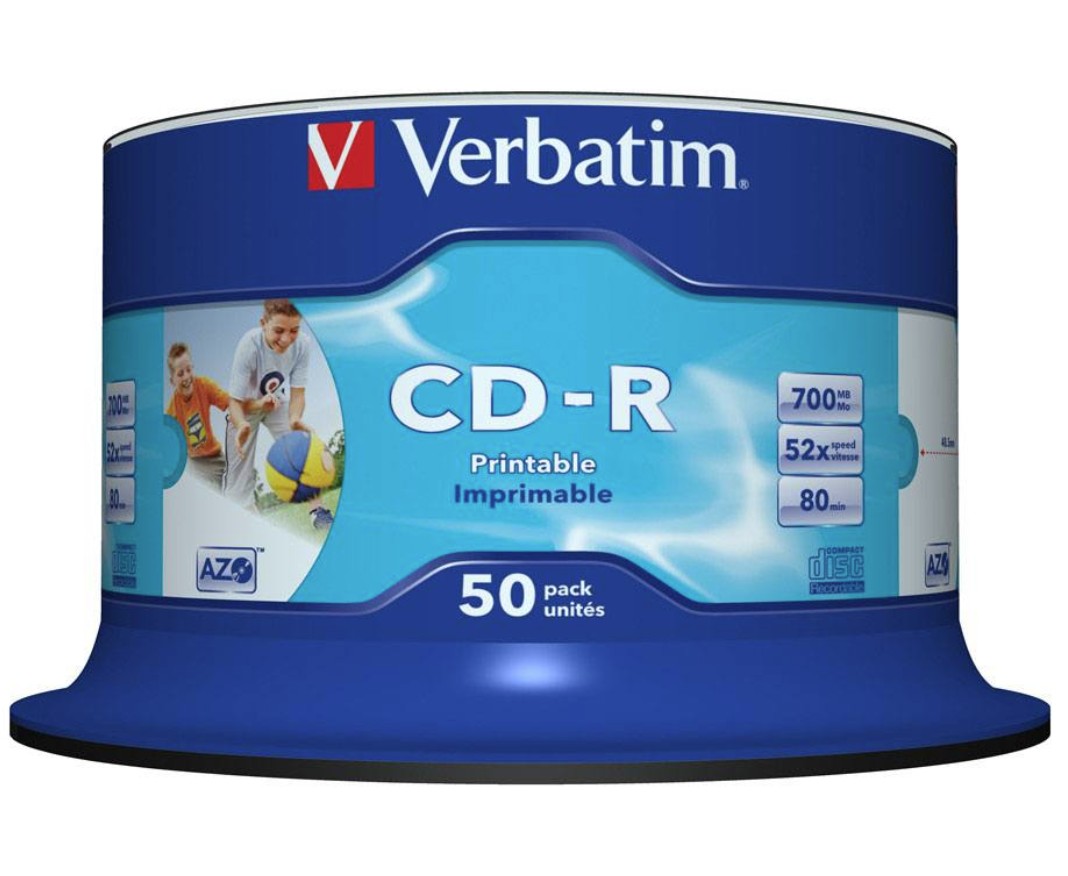 Verbatim CD-R 700MB 50Pk White InkJet 52x Superior ink absorption on high-resolution 5