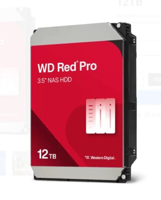 Western Digital WD Red Pro 12TB 3.5" NAS HDD SATA3 7200RPM 256MB Cache 24x7 300TBW ~24-bays NASware 3.0 CMR Tech 5yrs wty (replacement of WD121KFBX)