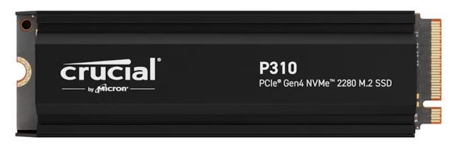 Crucial P310 2TB Gen4 2280 NVMe SSD w Heatsink 7100/6000 MB/s R/W 440TBW 1000K/1200K IOPS 1.5M hrs MTTF Full-Drive Encryption M.2 5yrs ~CT2000P310SSD8